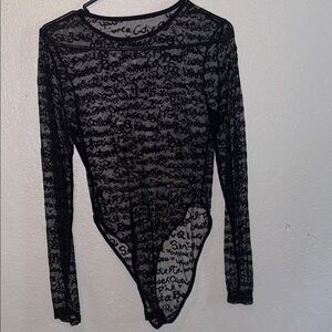 Black Lace Long Sleeve Bodysuit